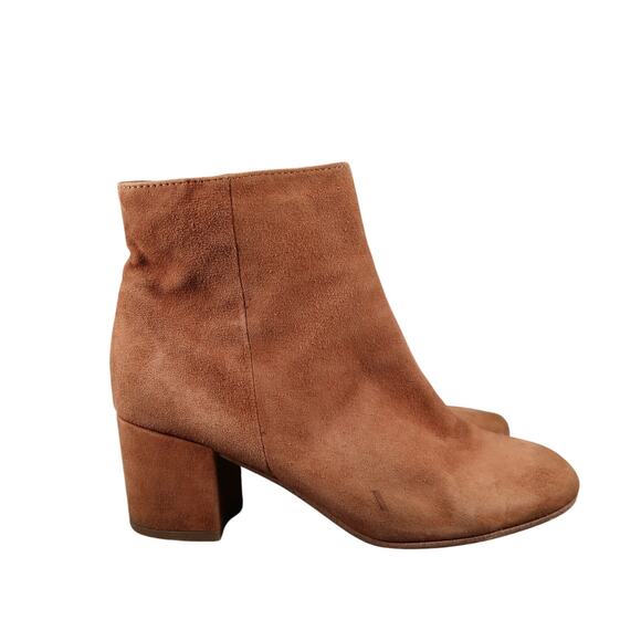 Halogen Shoes Womens 6.5 Ankle Boots Fashion Leather Block Heel Bootie Round Toe - Picture 1 of 12